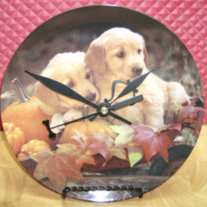 retrievers-w-fall-leaves-salad-plate