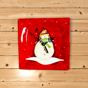 square-red-snowman-dinner-plate-clock